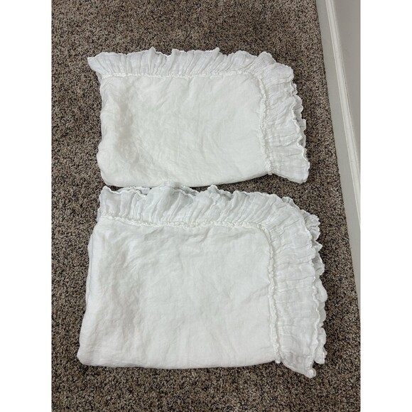 Bella Notte White Linen Whisper Deluxe Shams With Ties Set Of 2 - Picture 1 of 10